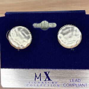 MX Signature Collection Gold-Tone Hammered Round Stud Earrings Lead Compliant